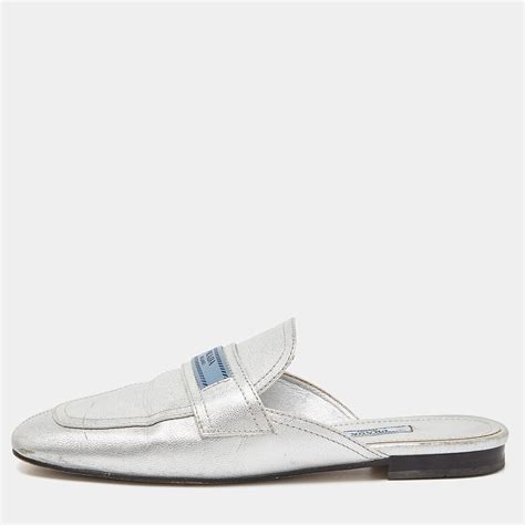 prada mules silver